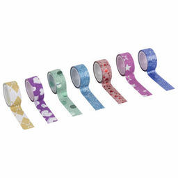 Клейкие ленты полимерные для декора с блестками «Узоры», 15 мм × 3 м (набор 7 шт.)