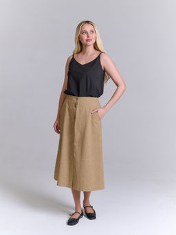 Льняная юбка с резинками по бокам Лен-40% Вискоза-30% ПЭ-30%