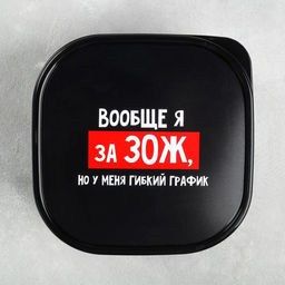 Цена за 2 шт. Ланч - бокс квадратный «Гибкий график на ЗОЖ», 700 мл