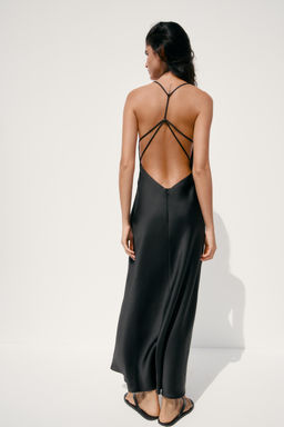 SATIN MIDI DRESS WITH STRAPS ON THE BACK - Zara фото 15