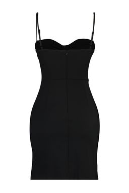 Trendyolmilla Siyah Vucuda Oturan Astarl? Dokuma K?sa S?k Abiye Elbise TPRSS23EL00063  фото 8