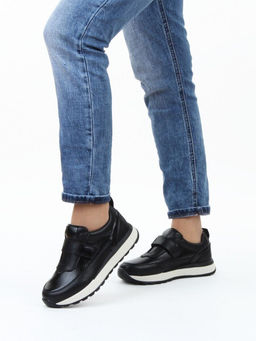 03-A238-1 BLACK Кроссовки женские (натуральная кожа)