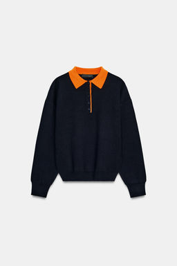 CONTRAST COLLAR KNIT POLO SHIRT - Zara фото 13