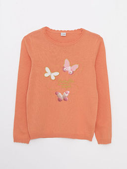 Bisiklet Yaka Nak?? Detayl? Uzun Kollu K?z ?ocuk Triko Kazak