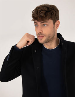 Lacivert Slim Fit Palto