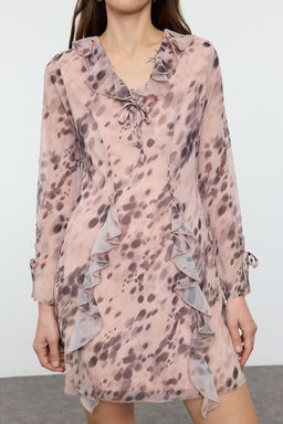 Cok Renkli Puantiyeli A Kesim Mini Dokuma Elbise TWOAW25EL00578 - Trendyolmilla фото 3