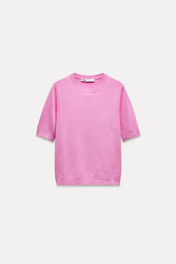BASIC PLAIN KNIT SHORT SLEEVE TOP