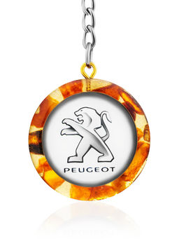 Брелок с янтарной мозаикой с логотипом Пежо