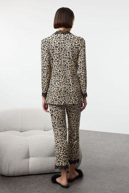 Trendyolmilla Leopar 3lu Paket Baglama ve Dantelli Ip Ask?l? Fitilli Orme Pijama Tak?m? THMAW25PT00214  фото 5