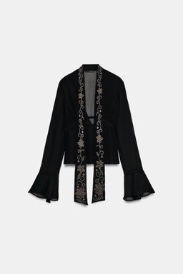 EMBROIDERED GEORGETTE FOULARD SHIRT - Zara фото 6