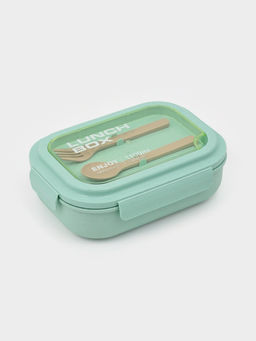Ланч-бокс , 3 отделения, вилка и ложка, размер 22х16х6,5 см, цвет ментоловый
