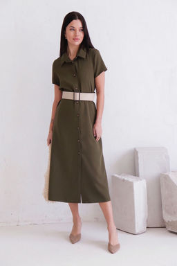11676 Платье-рубашка удлинённое хаки - Martichelli фото 4