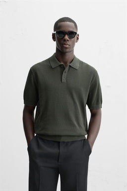 PERFORATED TEXTURED KNIT POLO SHIRT - Zara фото 2