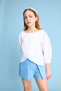 Блузка с коротким рукавом для девочки - Defacto фото 3