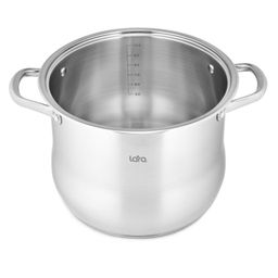 Кастрюля (нерж) 24x19см, 8,2л, капсулир индукц дно, стекл крышка (LR02-41) /LARA/  фото 5