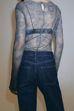 TOP ENCAJE ZW COLLECTION / Gris - Zara фото 3