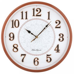 Часы настенные Пава д37,5см, h5,5см, мягкий ход, циферблат Перо белый/перламутровый; цифры арабские, черный с обводкой медного цвета; корпус пластик, светло-коричневый под дерево; в коробке (Китай)