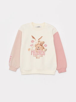 Bisiklet Yaka Bask?l? Uzun Kollu K?z ?ocuk Sweatshirt ve E?ofman Alt? - Waikiki фото 2