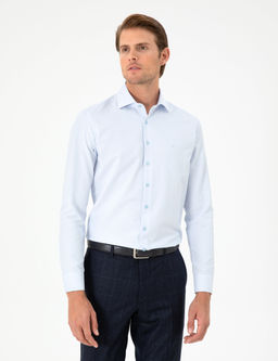 A__k Mavi Slim Fit Uzun Kollu G_mlek