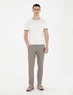 Ye_il Slim Fit Keten Kar___ml_ Kanvas Pantolon