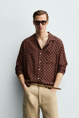 CAMISA FLUIDA ESTAMPADO GEOM?TRICO / NEGRO/NARANJA - Zara фото 2