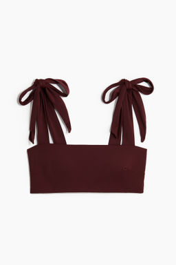 Top de bikini con tirantes de lazo y relleno