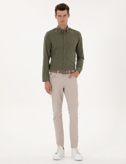 Haki Flanel Dokulu Slim Fit Uzun Kollu G_mlek - Pierre cardin фото 4