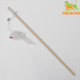 Дразнилка Мышь на деревянной палочке, 36 см