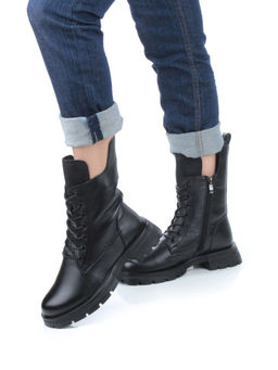 04-A917-1M BLACK Ботинки зимние женские (натуральная кожа, натуральная шерсть)