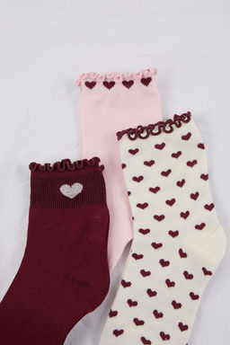 Cok Renkli 3lu Paket Pamuklu Kalpli Jakar Orme Corap THMSS25CO00003 - Trendyolmilla фото 8