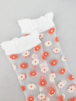 Носки Прозрачные р.35-40 Ромашки Красные - Krumpy фото 4