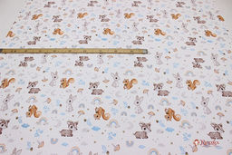 Сатин Лесная детвора цв.белый, ш.1.61м, хлопок-100%, 120гр/м.кв - Купава фото 3