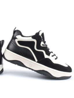 05-P100-1Z BLACK/LT. BEIGE Кроссовки женские зимние (натуральная кожа, шерсть)