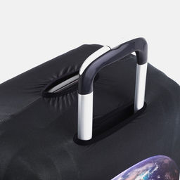 Чехол на чемодан на колёсах, 24" (M), с принтом, чёрный/голубой