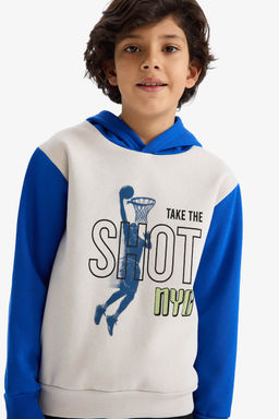 Kap__onlu Bask_l_ __i Yumu_ak T_yl_ Sweatshirt Erkek _ocuk - Defacto фото 3