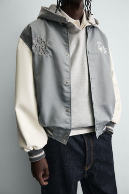 CONTRAST EMBROIDERED BOMBER JACKET - Zara фото 5