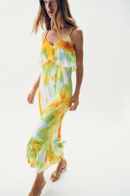 VESTIDO MIDI ESTAMPADO VOLANTES / TYEAMARILLO - Zara фото 3