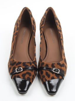 06-P3131 BLACK/LEOPARD Туфли женские (натуральная замша, натуральная кожа)