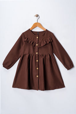 Kahverengi Midi Duz Dokuma Elbise TKDAW25EL00033