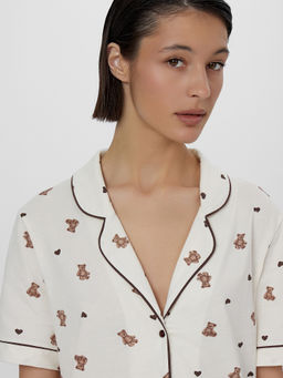 Комплект домашний женский молочный с принтом мишки - Mark formelle фото 7