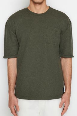 TRENDYOL MAN Siyah Oversize/Genis Kesim K?sa Kol Cepli Etiket Detayl? T-Shirt TMNSS23TS00077 - Trendyolmilla фото 12