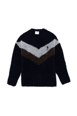 U. S. Polo Assn Темно-синий трикотажный свитер с круглым вырезом для мальчика