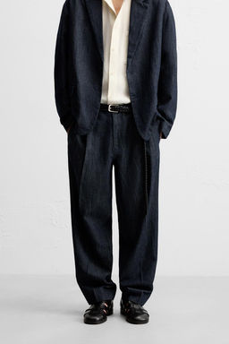 CROPPED WIDE-LEG DENIM TROUSERS - Zara фото 3
