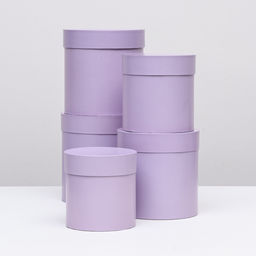 Набор круглых коробок 5в1 Сирень перламутровая, 20 20 15 15 см