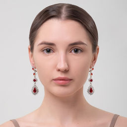 Серьги висячие со стразами Вечерние мадам, цвет бело-красный в серебре, 7 см