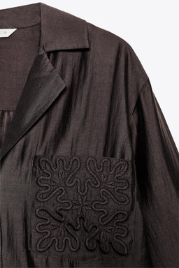 ZW COLLECTION EMBROIDERED POCKET SHIRT - Zara фото 9