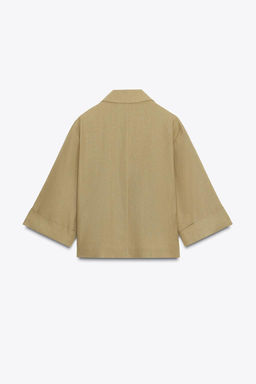 CROPPED DOUBLE-BREASTED LINEN BLEND BLAZER - Zara фото 3