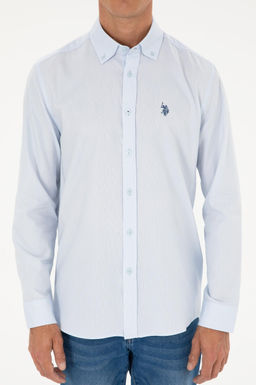 U. S. Polo Assn / Мужская голубая базовая рубашка с длинным рукавом - U.s. polo assn фото 6