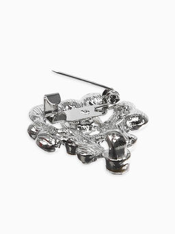 Зажим для кардигана "Ажур", завитки, цвет белый в серебре