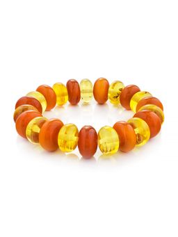 Яркий крупный браслет из натурального состаренного янтаря разных оттенков